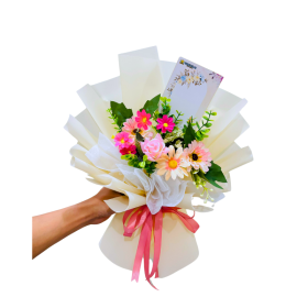 Bouquet Artificial Sweet Girl – Buket Bunga Palsu Pink Estetik