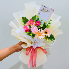Bouquet Artificial Sweet Girl – Buket Bunga Palsu Pink Estetik
